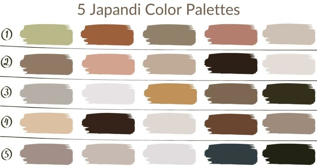 5 Japandi color palette examples