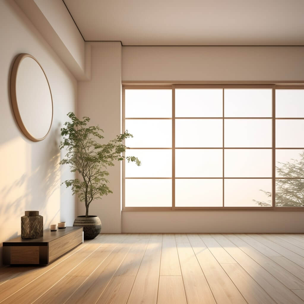 japandi home floor wooden