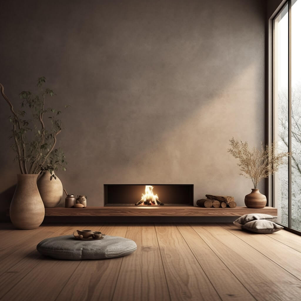japandi fireplace mantel decor
