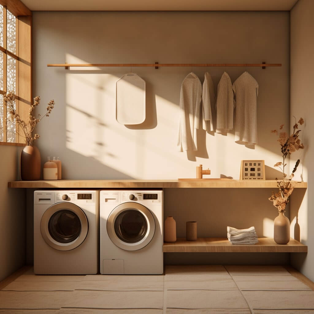 japandi style laundry space