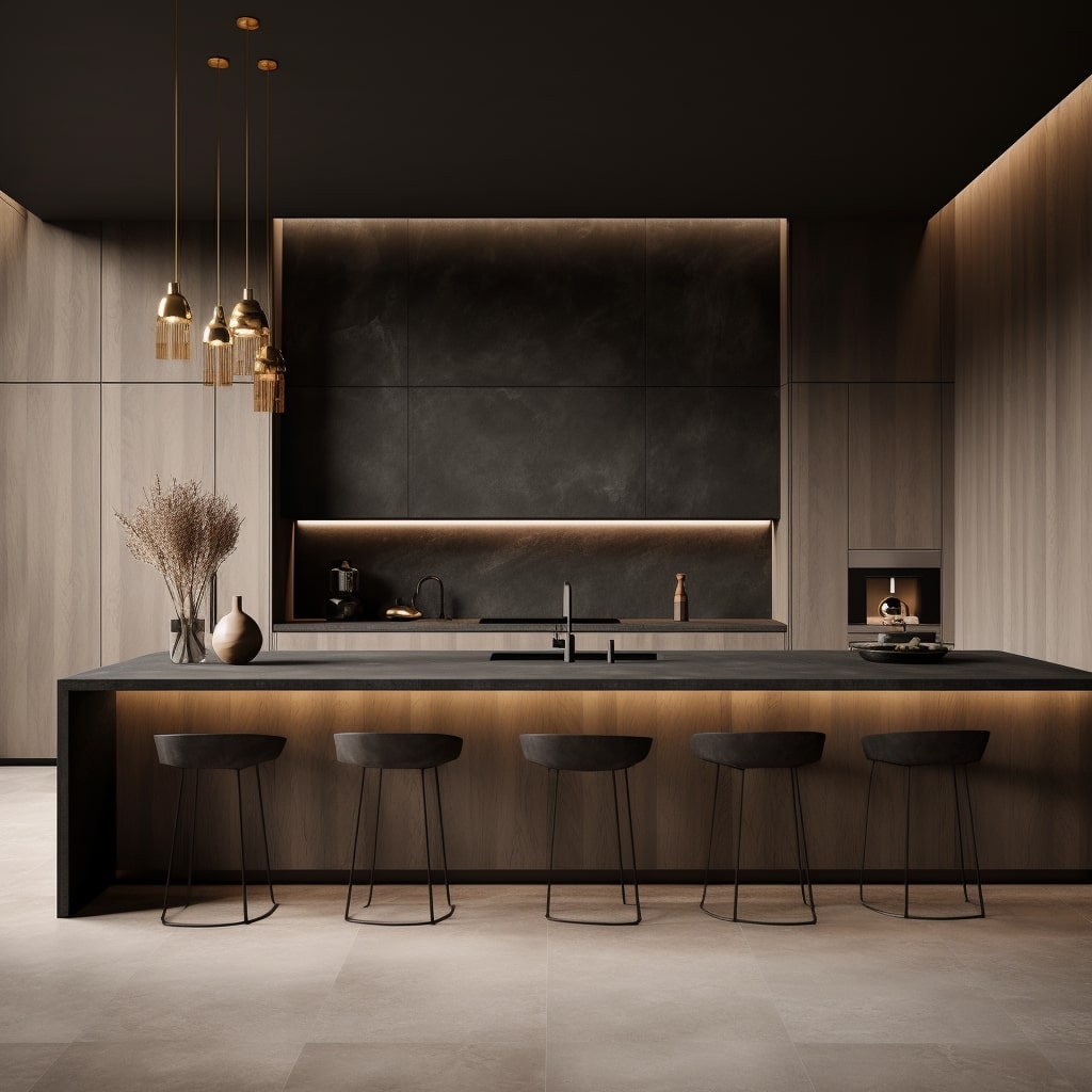 Couture-inspired kitchen with bespoke cabinetry and premium materials.
